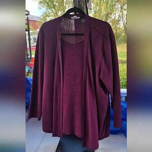 5 For 25$ Studio Women's Deep Burgundy Cardigan Sets 2 In 1 Combo